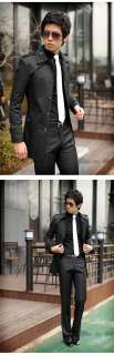 Men Slim Fit Fashion Front Button Trench Coat Jacket  