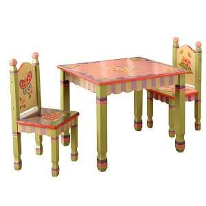  Teamson Magic Garden Wooden 3Pc Table Chairs Play Set 