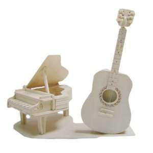 Como DIY Wooden Guitar Piano Model 3D Assembly Puzzle Educational Toy 
