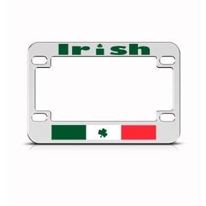 Irish Ireland Shamrock Flag Metal Motorcycle Bike License Plate Frame 