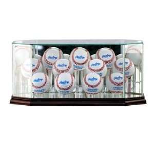   (11) Baseball Display Case with Cherry Wood Molding 