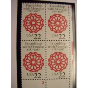 US Postage Stamps, 1987, Friendship With Morocco, S# 2349, Plate Block 