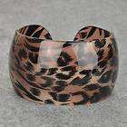 Leopard Resin Amazing Open Ended Cuff Spring Lucite Bangle Bracelet 