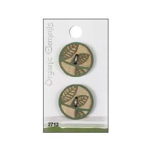  Blumenthal Button Organic Elements Green/Leaf 2pc (3 Pack 