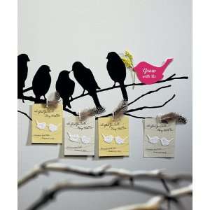   Personalized Favor Card with Seed Paper Love Birds   Chocolate Brown