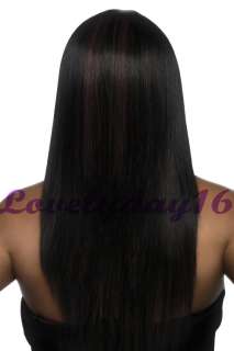 Long Lace front Wig 18~22 Mix #1b/30 Silky Straight 100% Indian 