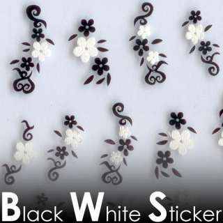 MV26 Black White Cotton 3D Nail Art Tips Decal Sticker  
