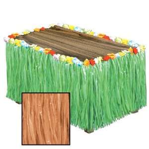  Artificial Grass Flowered Table Skirting   Natural Case 