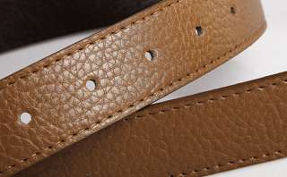 Fashion Pu Leather with H Shape Golden Buckle Belt For Mens Womens 