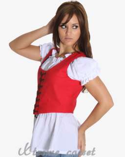 Red Renaissance Club Wear Cotton Bodice Wench Outfit  