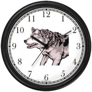 Wolf Dog Wall Clock by WatchBuddy Timepieces (White Frame)