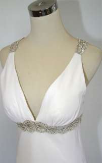 NWT FAVIANA COUTURE $340 White / Silver Evening Gown 10  