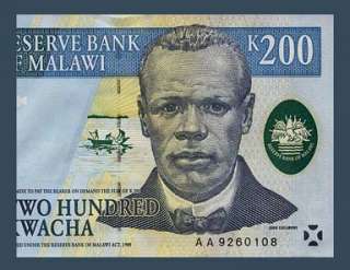 200 KWACHA Banknote MALAWI 1997   John Chilembwe   UNC  