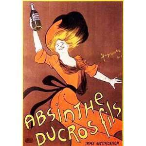  Vintage FRENCH ABSINTHE DUCROS FILS RED BAR LIQUOR Poster 