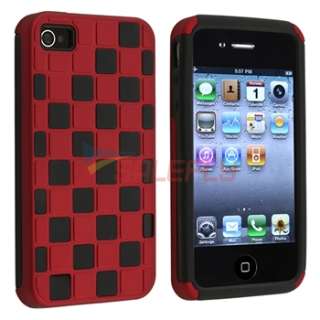 Red/Black Checker Hard Clip on Case Cover+PRIVACY FILTER Guard for 