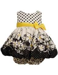 Bonnie Baby Girls Dot Bodice To Floral Print Bubble Dress