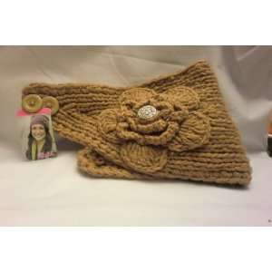 Woman/teen Tan (Brown) Crochet Flower Winter Headband/headwrap   Ear 
