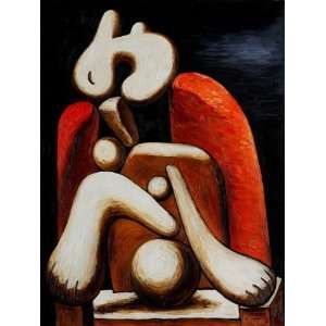  Oil Painting Woman in Red Armchair Pablo Picasso Hand 