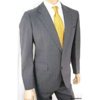 s $595 Mens 40 R Suit Charcoal Gray Pinstripe 3Btn Business 