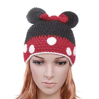 Cartoon Minnie Mouse Knitted Wool Winter Cap Hat Beanie for Children 