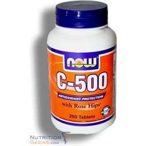  Now Vitamin C 500mg with Rose Hips, 250 Tablet Health 