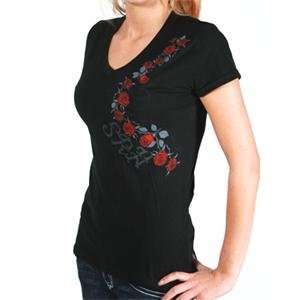  SRH Womens Corset V Neck T Shirt   Small/Black 