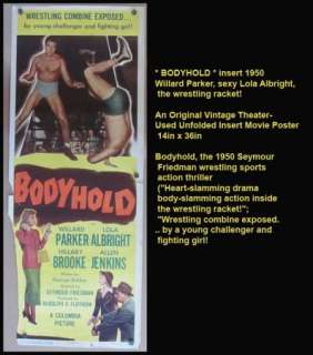 Original * BODYHOLD * 1950 Movie Poster Wrestling  