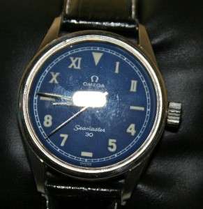Beautiful Blue Face Omega Seamaster 30 Manual Wrist Watch Waterproof 