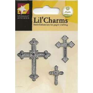  Crosses Silver Tone Lil Charms Metal Charms for 