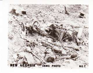 WW2 USMC NEW GEORGIA PHOTO   DESTROYED JAPANESE GUN  