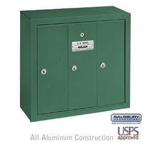 Salsbury 3 Door Vertical Mailbox Green Surface Mounted USPS Access 