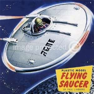  Plastic Model Flying Saucer Vintage Sci Fi STRETCHED 