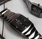 Men Tungsten Black Square Quartz Fashion Wrist Watch  