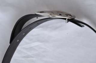 YVES SAINT LAURENT YSL Black Leather Belt Huge *Silver Logo* Buckle 32 