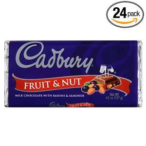 Cadbury Fruit & Nut Bar, Milk Chocolate with Raisins & Almond, 3.5 