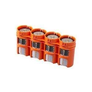   Powerpax Slim Line D4 Battery Caddy, Orange   Holds 4 D Batteries
