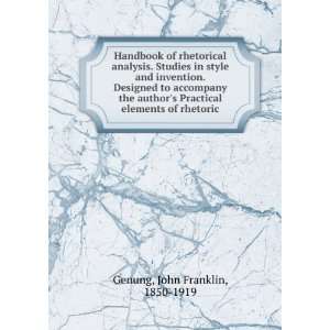  Handbook of rhetorical analysis. Studies in style and invention 