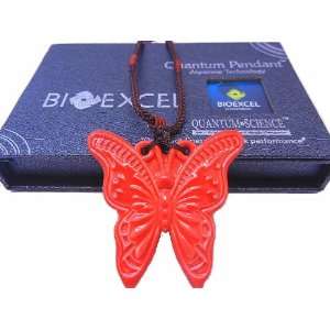 Bioexcel Butterfly Red Ceramic Quantum Scalar Energy Pendant+ Free Bio 