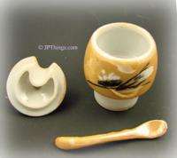 Tan Luster Hand Painted Boat Condiment Set with Spoon  