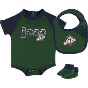   Utah Jazz Outerstuff NBA Newborn Bodysuit Bib Bootie Set Sports