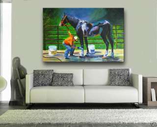 Original Realistic Acrylic Painting   RACE HORSE 36 X 24  
