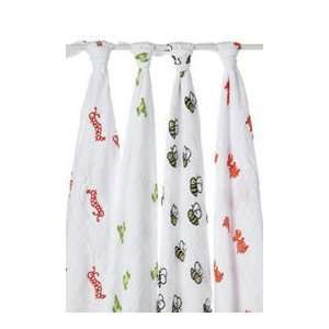  Aden & Anais 4 Muslin SWADDLE Blankets MOD ABOUT BABY Bees 
