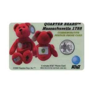   5m Massachusetts (#6) Quarter Bear Pictures Bean Bag Toy, Coin, Flag
