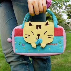  [Sweet Cat] Embroidered Applique Kids Mini Handbag / Cosmetic 