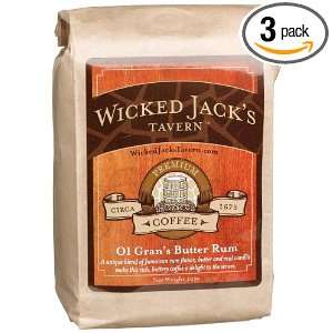 Wicked Jacks Coffee, Ol Gran Butter Rum Whole Bean Coffee, 12 Ounce 
