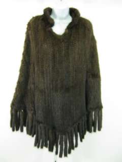 MENDEL Knitted Mink Poncho Cape Sweater  