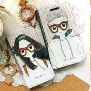 Leather Diary Flip Case Cover BOY & GIRL for Apple iPhone 4 / 4S 
