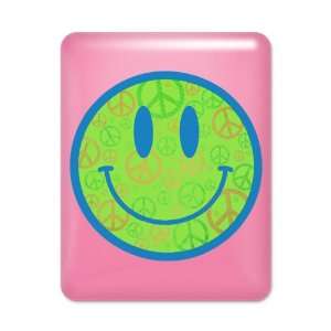    iPad Case Hot Pink Smiley Face With Peace Symbols 