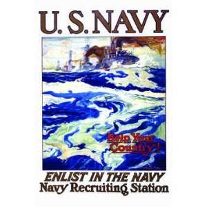     Help your country Enlist in the Navy 20x30 poster
