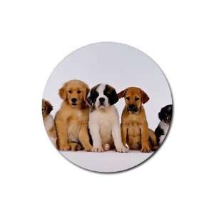 Cute puppies Round Rubber Coaster set 4 pack Great Gift Idea